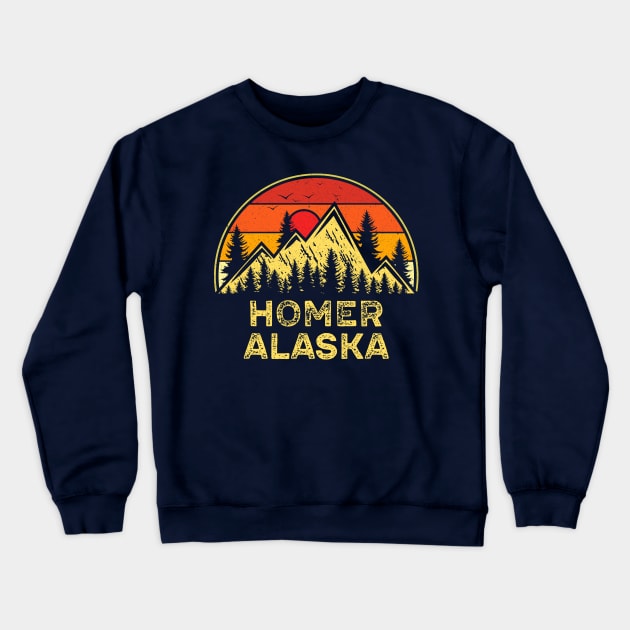 Vintage Homer Alaska AK Mountains Outdoor Hiking Souvenir Crewneck Sweatshirt by kalponik